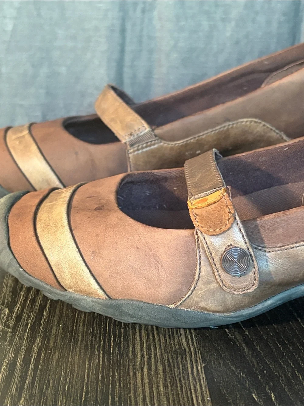 Merrell Brown Mary Jane Casual Flats with Tan Accents